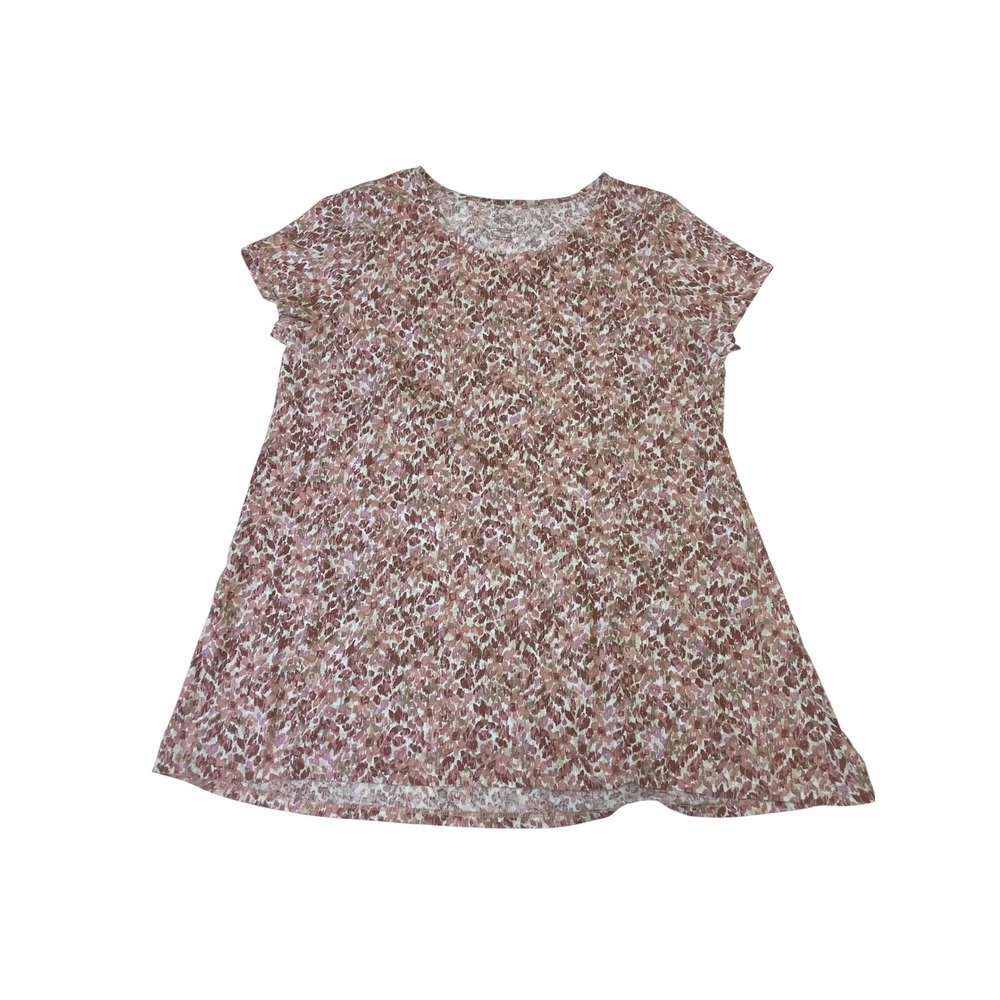 Pure J. Jill Womens Pink Abstract Floral Pima Cotton Elliptical Hem Tee M